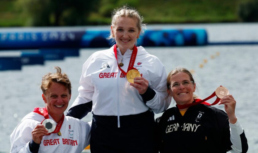 Charlotte Henshaw and Emma Wiggs also claimed medals in the kayak KL2. Pic: Reuters