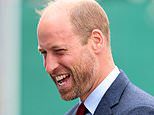 Prince William (and his stubble) seen for the first time since Kate Middleton revealed she has finished chemotherapy as he arrives in Llanelli