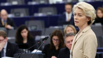 La présidente de la Commission européenne Ursula von der Leyen s'exprime devant le Parlement européen à Strasbourg le 28 février 2024