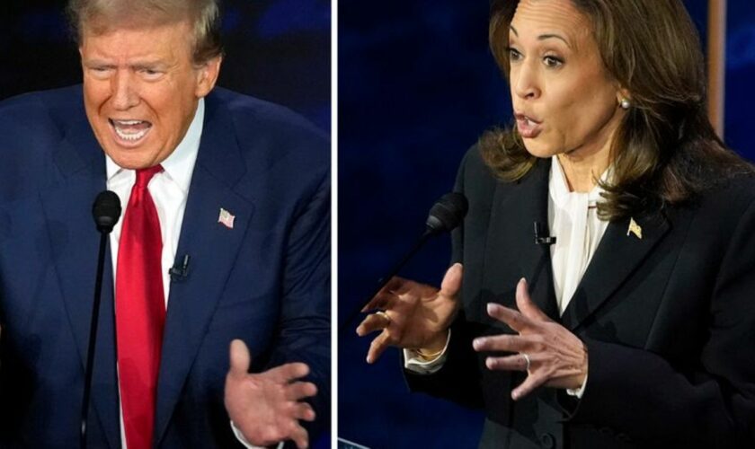 Kamala Harris und Donald Trump lieferten sich beim TV-Duell einen harten Schlagabtausch. Foto: Alex Brandon/AP/dpa