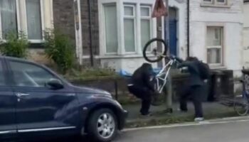 Watch brazen thieves nick bike in 40 seconds in front of pedestrians