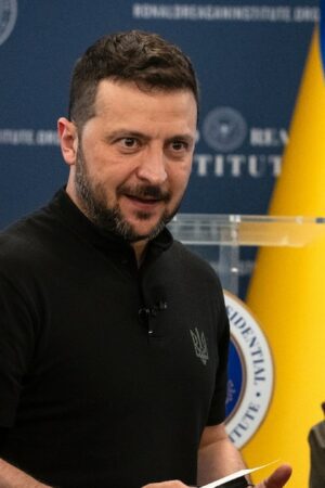 Le président ukrainien Volodymyr Zelensky avant un discours devant l'Institut Ronald Reagan à Washington en marge d'un sommet de l'Otan, le 9 juillet 2024