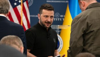 Le président ukrainien Volodymyr Zelensky avant un discours devant l'Institut Ronald Reagan à Washington en marge d'un sommet de l'Otan, le 9 juillet 2024