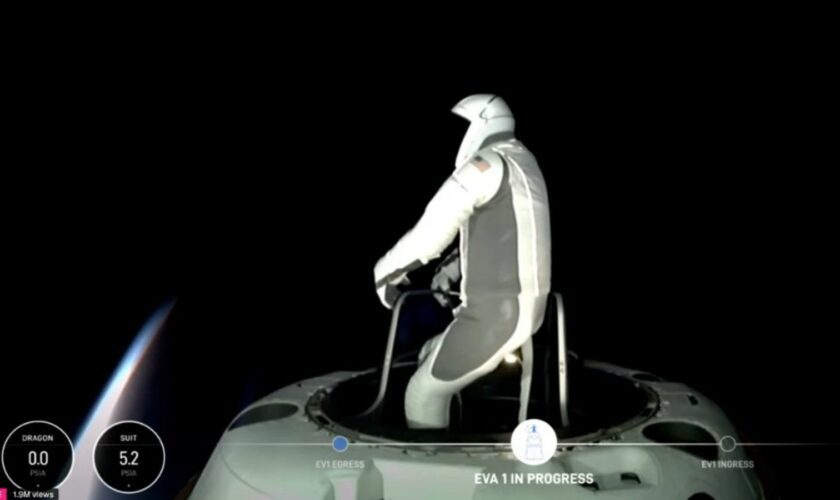 First images show billionaire take part in historic private spacewalk