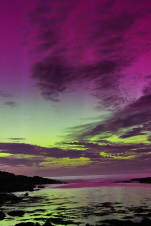 The aurora borealis spotted over The Bathing House in Howick, Northumberland in August. Pic: Pwen Humphreys/PA Wire