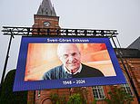 First glimpse of Sven Goran Eriksson's coffin ahead of star-studded funeral for ex-England manager as David Beckham leads mourners