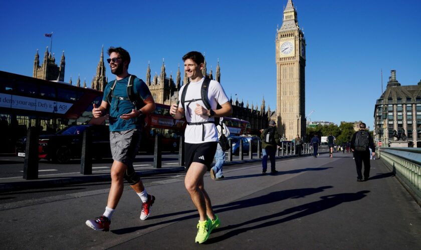 People on Westminster Bridge in central London. Pic: PA