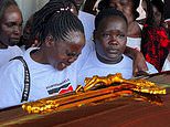 Rebecca Cheptegei's mother breaks down in tears beside her daughter's coffin as it makes final journey to Uganda after Olympic runner was burned alive by ex-boyfriend