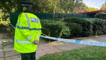 Handout photo issued by Bedfordshire Police of officers outside a property in Leabank, Luton, where three people were found dead this morning after officers were called at around 5.30am to reports of concerns for welfare. Picture date: Friday September 13, 2024.