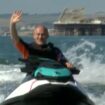 Sir Ed Davey arrived at the Lib Dem conference in Brighton on a jet ski. Pic: PA