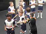 Moment Arsenal mascot shoves and taunts Tottenham counterparts ahead of north London derby as Piers Morgan jokes: 'Even our mascots are harder!'