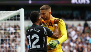 Tottenham v Arsenal LIVE: Latest score as fierce north London derby erupts over Jurrien Timber tackle