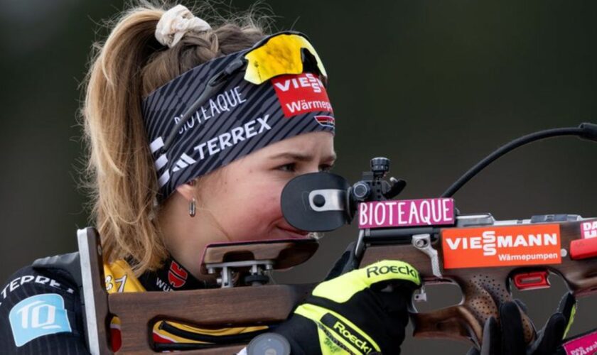 Die Rosenheimerin Johanna Puff war beim City-Biathlon in Dresden beste DSV-Athletin. Foto: Hendrik Schmidt/dpa