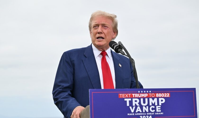 Donald Trump, lors d'une conférence de presse à Rancho Palos Verdes, en Californie, le 13 septembre 2024