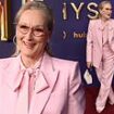 Meryl Streep looks glamorous in a stylish pink suit as she poses on the red carpet at the 2024 Emmy Awards