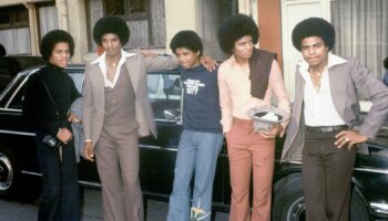 (L-R) Tito, Jackie , Marlon, Michael and Jermaine Jackson in 1977. Pic: Sipa/Shutterstock