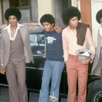 (L-R) Tito, Jackie , Marlon, Michael and Jermaine Jackson in 1977. Pic: Sipa/Shutterstock