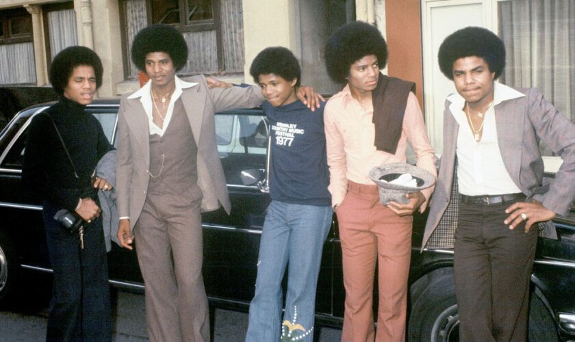 (L-R) Tito, Jackie , Marlon, Michael and Jermaine Jackson in 1977. Pic: Sipa/Shutterstock