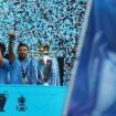 Soccer Football - Manchester City Victory Parade - Manchester, Britain - June 12, 2023 Manchester City's Ruben Dias celebrates with the Premier League trophy during the parade REUTERS/Carl Recine