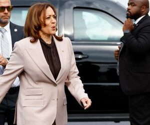 Kamala Harris wirft Donald Trump und den Republikanern Lügen über Migranten in Ohio vor