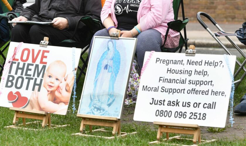 Pro-life campaigners outside the Marie Stopes clinic in Ealing, west London