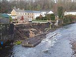 Neighbours told they will have to fork out £450,000 to fix collapsed wall threatening to cause their homes to fall into a river