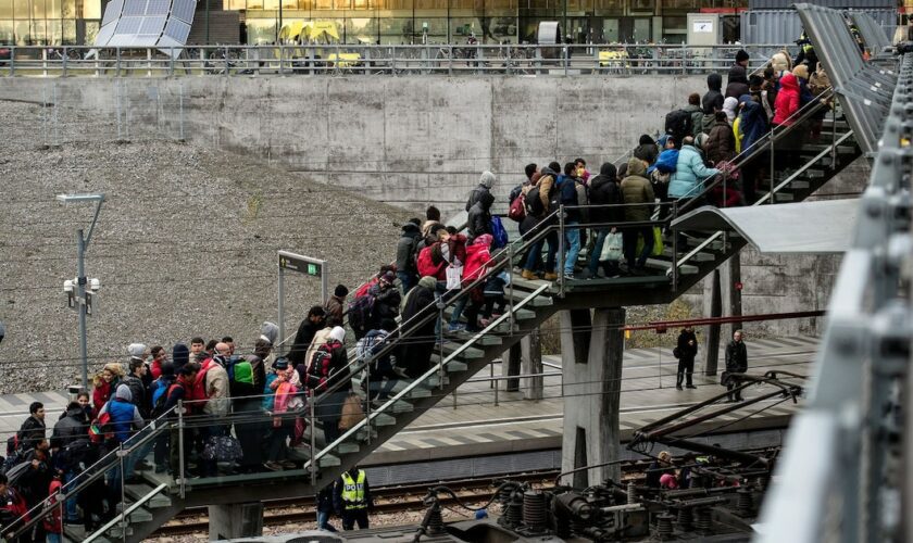 La police rassemble un groupe de migrants en provenance du Danemark, le 19 novembre 2015 près de Malmö, en Suède