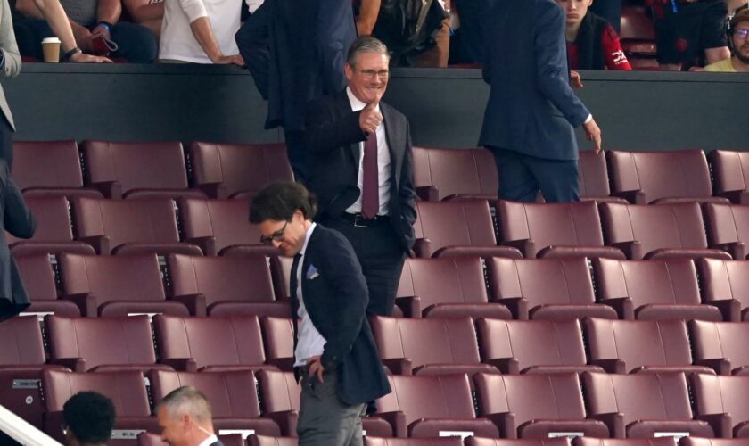 Sir Keir Starmer in the stands ahead of the Manchester United v Arsenal match at Old Trafford in May. Pic: PA