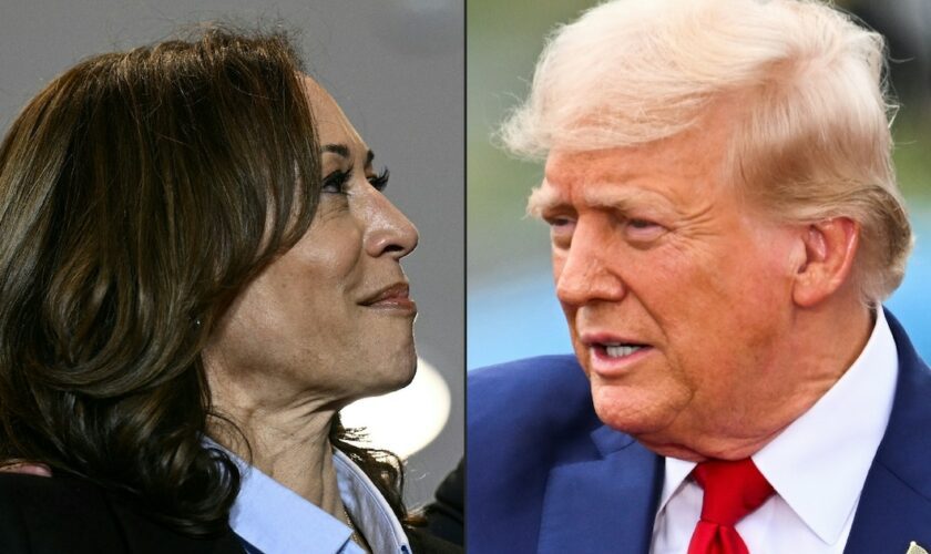 La vice-présidente Kamala Harris, photographiée à Pittsburgh le 2 septembre 2024, et l'ancien président Donald Trump, photographié en Caroline du Nord le 21 août 2024