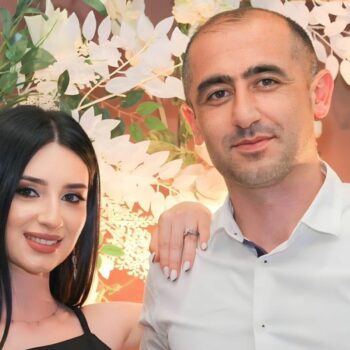 Hasmik Arzanyan (left) fled Nagorno-Karabakh while her husband Armen (right) stayed behind