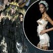 Madonna, 66, commands attention in a black lace veil and crown as D&G show resurrects THAT iconic cone bra while Naomi Campbell and Ashley Graham watch on