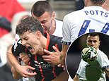 Preston forward Milutin Osmajic appears to BITE Blackburn's Owen Beck on the neck in shocking scenes in Lancashire derby