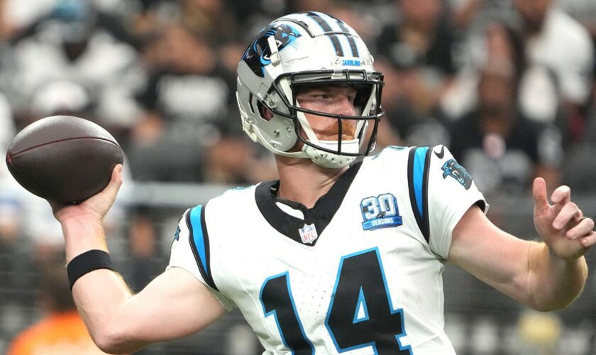 Panthers dominate Raiders as Andy Dalton, starting in place of benched Bryce Young, throws 3 touchdowns