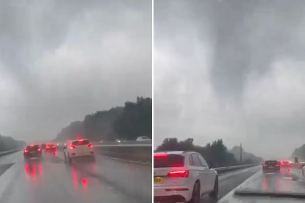 Luton tornado: Eerie footage captures moment driver spots twister looming in sky ahead