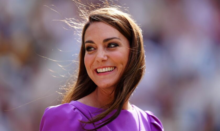 The Princess of Wales during the trophy presentation for the Gentlemen's Singles final on day fourteen of the 2024 Wimbledon Championships at the All England Lawn Tennis and Croquet Club, London. Picture date: Sunday July 14, 2024.