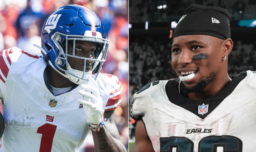 Eagles' Saquon Barkley shouts out Malik Nabers to the ire of Giants fans: 'Stay on your side'