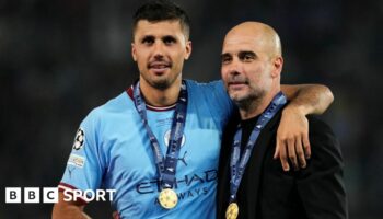 Rodri and Pep Guardiola