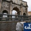 Constantine Arch in Rome damaged by lightening during violent storm