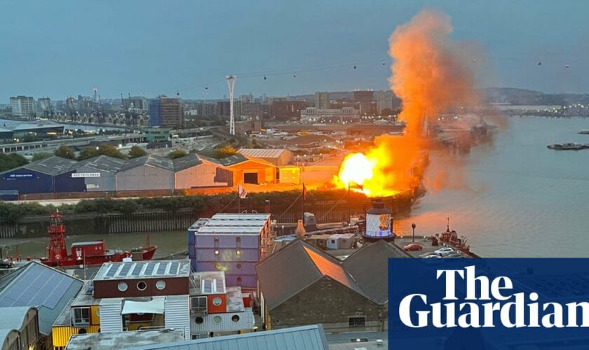 Fire crews tackle blaze after ‘pre-planned’ film set explosions near the O2