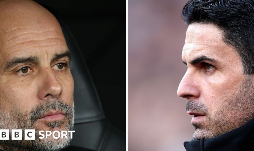 Split image of Pep Guardiola and Mikel Arteta