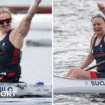 Charlotte Henshaw and Laura Sugar celebrate winning Paralympic gold