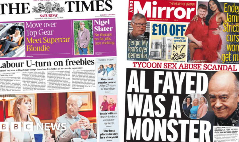 The Papers: 'Labour U-turn on freebies' and 'Fayed was a monster'