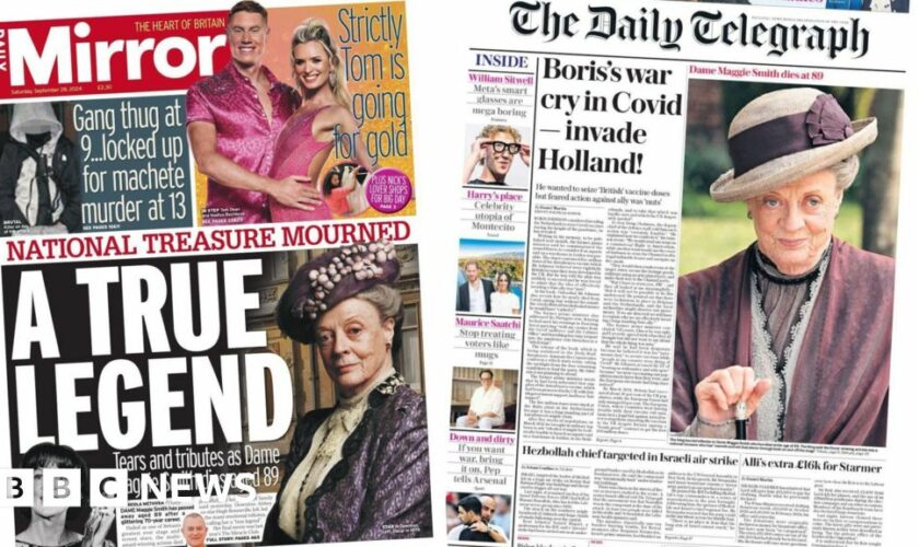 The Papers: Maggie Smith mourned and Johnson's Covid 'war cry'