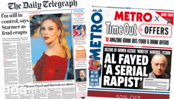 The Papers: Starmer 'in control' and 'Al Fayed rape scandal'