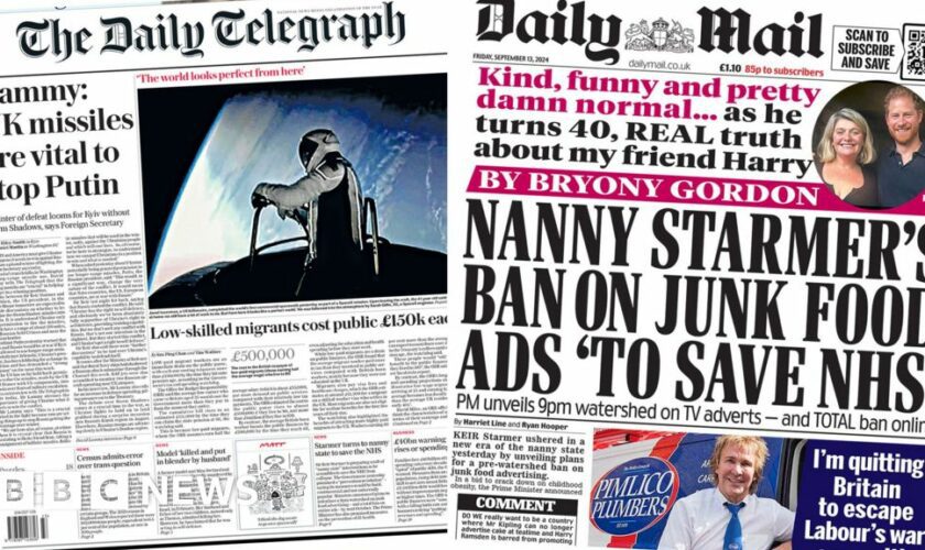 The Papers: UK missiles 'vital' to stop Putin, and 'nanny Starmer's ad ban'