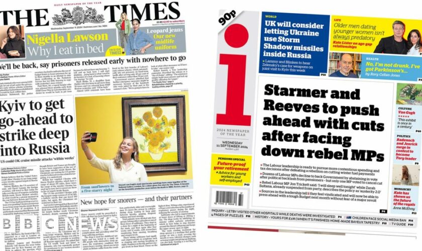 The Papers: Ukraine missile 'go-ahead' and' winter fuel 'fight'