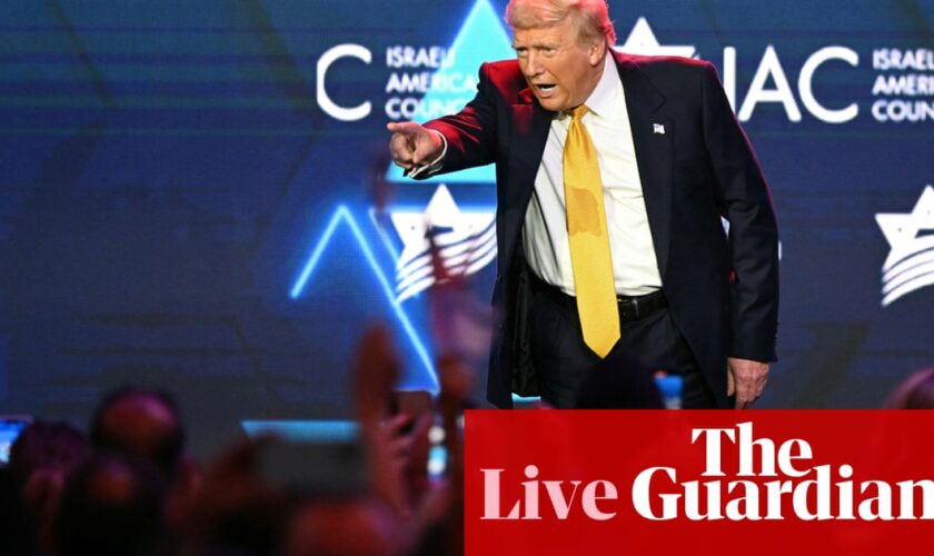 Trump bemoans lack of support from Jewish voters as claims of ally’s antisemitism emerge – US politics live