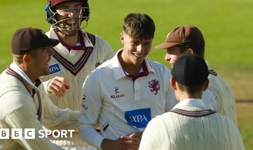 Somerset celebrate taking wicket