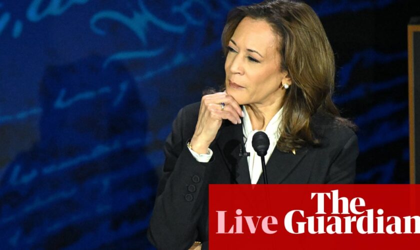 Voters view Harris as debate winner as she builds national lead over Trump, poll finds – live