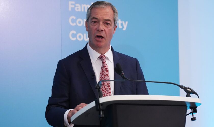 Leader Nigel Farage speaking during a Reform UK press conference on law and order in Britain at Church House in Westminster, central London. Picture date: Monday October 7, 2024. PA Photo. See PA story POLITICS Airport. Photo credit should read: Lucy North/PA Wire